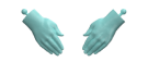 Two molded plastic hands representing bone pain